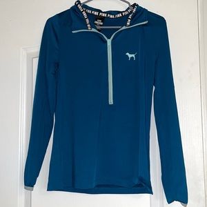 VS PINK Half Zip Long Sleeve Jacket Teal Blue XS